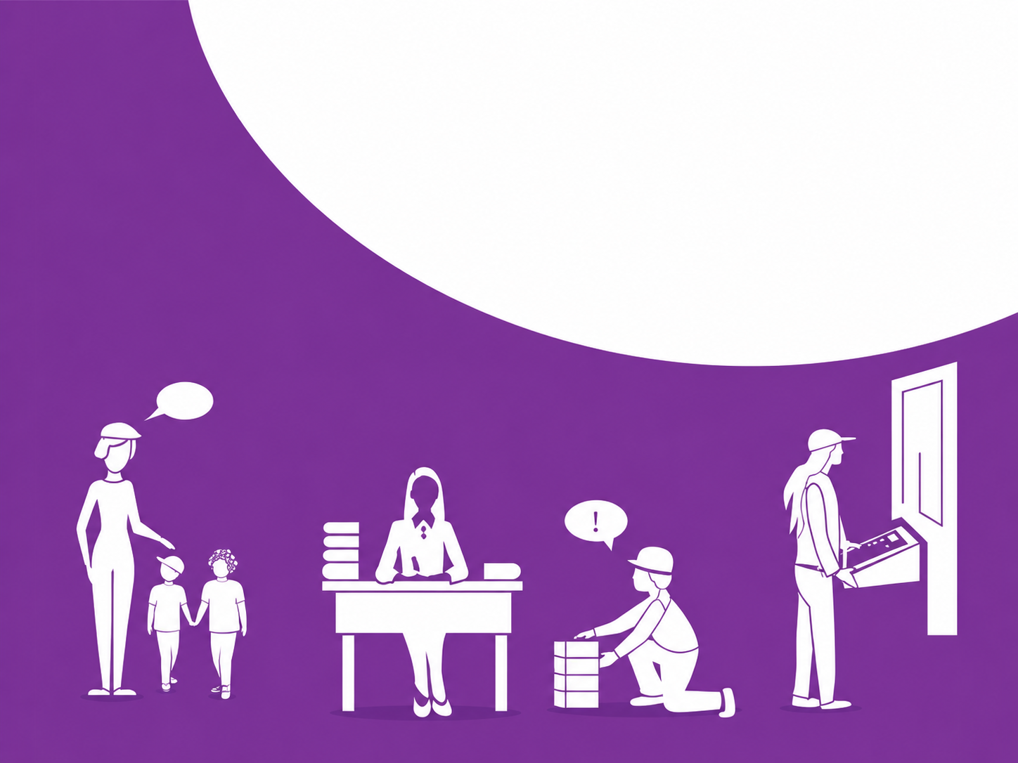 Teaser einer Broschuere zum Thema Ausbildung ohne Ausgrenzung. Es sind verschiedenen Grafiken zu sehen mit Situationen aus der Arbeitswelt.