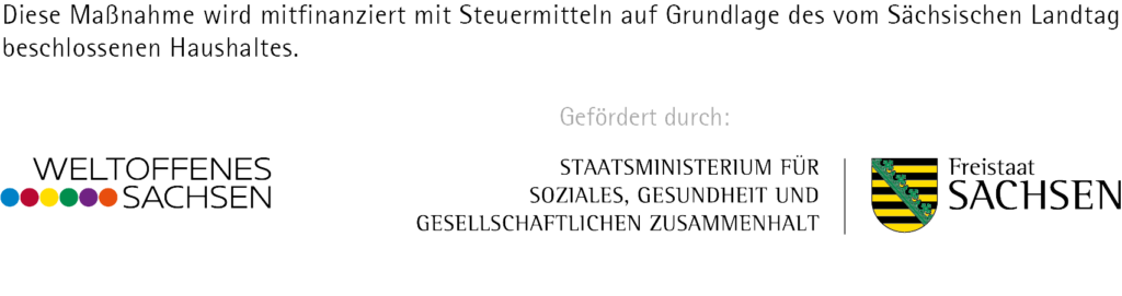Förderlogoleiste vom Weltoffenen Sachsen und dem Sächsischen Ministerium SMS