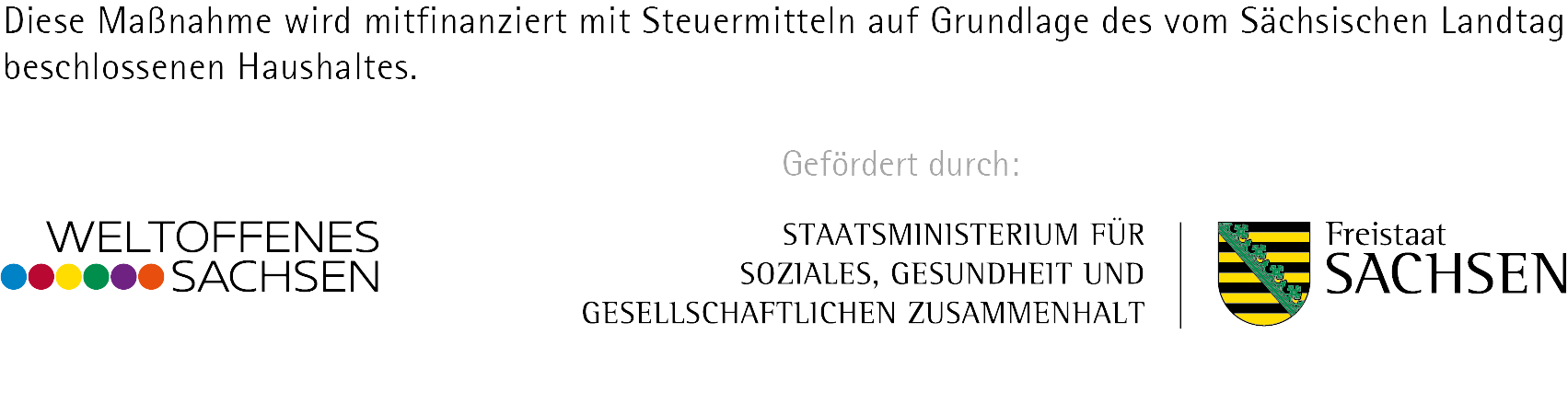 Förderlogoleiste vom Weltoffenen Sachsen und dem Sächsischen Ministerium SMS